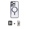 MARSİLYAN™- iPhone 15 Pro Max Kılıf Yadigar Klasik Özel Seri - Siyah Bilvis 3D Cam Ekran Koruyucu + PVD Metal Kamera Lens - SH