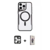 MARSİLYAN™- iPhone 15 Pro Max Kılıf Yadigar Klasik Özel Seri - Siyah Bilvis 3D Cam Ekran Koruyucu + PVD Metal Kamera Lens - GS