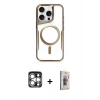 MARSİLYAN™- iPhone 15 Pro Max Kılıf Yadigar Klasik Özel Seri - Siyah Bilvis 3D Cam Ekran Koruyucu + PVD Metal Kamera Lens - GS