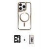 MARSİLYAN™- iPhone 15 Pro Max Kılıf Yadigar Klasik Özel Seri - Siyah Bilvis 3D Cam Ekran Koruyucu + PVD Metal Kamera Lens - SH