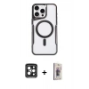 MARSİLYAN™- iPhone 15 Pro Max Kılıf Yadigar Klasik Özel Seri - Siyah Bilvis 3D Cam Ekran Koruyucu + PVD Metal Kamera Lens - SH