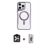 MARSİLYAN™- iPhone 15 Pro Max Kılıf Yadigar Klasik Özel Seri - Siyah Bilvis 3D Cam Ekran Koruyucu + PVD Metal Kamera Lens - TU