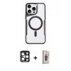 MARSİLYAN™- iPhone 15 Pro Max Kılıf Yadigar Klasik Özel Seri - Siyah Bilvis 3D Cam Ekran Koruyucu + PVD Metal Kamera Lens - LT