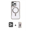 MARSİLYAN™- iPhone 15 Pro Max Kılıf Yadigar Klasik Özel Seri - Siyah Bilvis 3D Cam Ekran Koruyucu + PVD Metal Kamera Lens - SH