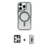 MARSİLYAN™- iPhone 15 Pro Max Kılıf Yadigar Klasik Özel Seri - Siyah Bilvis 3D Cam Ekran Koruyucu + PVD Metal Kamera Lens - GS