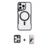 MARSİLYAN™- iPhone 15 Pro Max Kılıf Yadigar Klasik Özel Seri - Siyah Bilvis 3D Mat Cam Ekran Koruyucu + PVD Metal Kamera Lens - GS