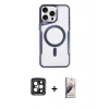 MARSİLYAN™- iPhone 15 Pro Max Kılıf Yadigar Klasik Özel Seri - Siyah Bilvis 3D Mat Cam Ekran Koruyucu + PVD Metal Kamera Lens - SH