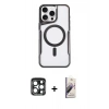 MARSİLYAN™- iPhone 15 Pro Max Kılıf Yadigar Klasik Özel Seri - Siyah Bilvis 3D Mat Cam Ekran Koruyucu + PVD Metal Kamera Lens - LT
