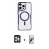 MARSİLYAN™- iPhone 15 Pro Max Kılıf Yadigar Klasik Özel Seri - Siyah Bilvis 3D Mat Cam Ekran Koruyucu + PVD Metal Kamera Lens - GI