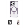 MARSİLYAN™- iPhone 15 Pro Max Kılıf Yadigar Klasik Özel Seri - Siyah Bilvis 3D Mat Cam Ekran Koruyucu + PVD Metal Kamera Lens - SH