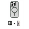 MARSİLYAN™- iPhone 15 Pro Max Kılıf Yadigar Klasik Özel Seri - Siyah Bilvis 3D Mat Cam Ekran Koruyucu + PVD Metal Kamera Lens - GI