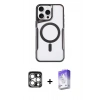 MARSİLYAN™- iPhone 15 Pro Max Kılıf Yadigar Klasik Özel Seri - Siyah Bilvis 5in1 3D Magic Cam Ekran Koruyucu + PVD Metal Kamera Lens - GS