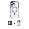 MARSİLYAN™- iPhone 15 Pro Max Kılıf Yadigar Klasik Özel Seri - Siyah Bilvis 5in1 3D Magic Cam Ekran Koruyucu + PVD Metal Kamera Lens - GI