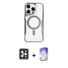 MARSİLYAN™- iPhone 15 Pro Max Kılıf Yadigar Klasik Özel Seri - Siyah Bilvis 5in1 3D Magic Cam Ekran Koruyucu + Siyah PVD Metal Kamera Lens