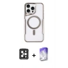 MARSİLYAN™- iPhone 15 Pro Max Kılıf Yadigar Klasik Özel Seri - Siyah Bilvis 5in1 3D Magic Cam Ekran Koruyucu + Siyah PVD Metal Kamera Lens
