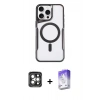 MARSİLYAN™- iPhone 15 Pro Max Kılıf Yadigar Klasik Özel Seri - Siyah Bilvis 5in1 3D Magic Cam Ekran Koruyucu + PVD Metal Kamera Lens - GI