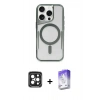 MARSİLYAN™- iPhone 15 Pro Max Kılıf Yadigar Klasik Özel Seri - Siyah Bilvis 5in1 3D Magic Cam Ekran Koruyucu + Siyah PVD Metal Kamera Lens