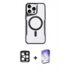 MARSİLYAN™- iPhone 15 Pro Max Kılıf Yadigar Klasik Özel Seri - Siyah Bilvis 5in1 3D Magic Cam Ekran Koruyucu + PVD Metal Kamera Lens - LT