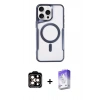 MARSİLYAN™- iPhone 15 Pro Max Kılıf Yadigar Klasik Özel Seri - Siyah Bilvis 5in1 3D Magic Cam Ekran Koruyucu + Turuncu PVD Metal Kamera Lens