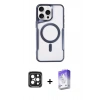 MARSİLYAN™- iPhone 15 Pro Max Kılıf Yadigar Klasik Özel Seri - Siyah Bilvis 5in1 3D Magic Cam Ekran Koruyucu + Siyah PVD Metal Kamera Lens
