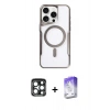 MARSİLYAN™- iPhone 15 Pro Max Kılıf Yadigar Klasik Özel Seri - Siyah Bilvis 5in1 3D Magic Cam Ekran Koruyucu + PVD Metal Kamera Lens - LT
