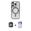 MARSİLYAN™- iPhone 15 Pro Max Kılıf Yadigar Klasik Özel Seri - Siyah Bilvis 5in1 3D Magic Cam Ekran Koruyucu + Turuncu PVD Metal Kamera Lens