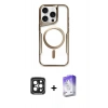 MARSİLYAN™- iPhone 15 Pro Max Kılıf Yadigar Klasik Özel Seri - Siyah Bilvis 5in1 3D Magic Cam Ekran Koruyucu + Siyah PVD Metal Kamera Lens