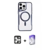 MARSİLYAN™- iPhone 15 Pro Max Kılıf Yadigar Klasik Özel Seri - Siyah Bilvis 5in1 3D Magic Cam Ekran Koruyucu + PVD Metal Kamera Lens - GS