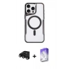 MARSİLYAN™- iPhone 15 Pro Max Kılıf Yadigar Klasik Özel Seri - Siyah Bilvis 5in1 3D Magic Cam Ekran Koruyucu + Raze Metal Kamera Lens - SH