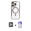 MARSİLYAN™- iPhone 15 Pro Max Kılıf Yadigar Klasik Özel Seri - Siyah Bilvis 5in1 3D Magic Cam Ekran Koruyucu + PVD Metal Kamera Lens - GI