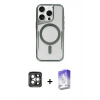MARSİLYAN™- iPhone 15 Pro Max Kılıf Yadigar Klasik Özel Seri - Siyah Bilvis 5in1 3D Magic Cam Ekran Koruyucu + PVD Metal Kamera Lens - GI