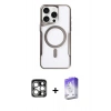 MARSİLYAN™- iPhone 15 Pro Max Kılıf Yadigar Klasik Özel Seri - Siyah Bilvis 5in1 3D Magic Cam Ekran Koruyucu + PVD Metal Kamera Lens - GS