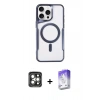 MARSİLYAN™- iPhone 15 Pro Max Kılıf Yadigar Klasik Özel Seri - Siyah Bilvis 5in1 3D Magic Cam Ekran Koruyucu + PVD Metal Kamera Lens - GI