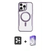MARSİLYAN™- iPhone 15 Pro Max Kılıf Yadigar Klasik Özel Seri - Siyah Bilvis 5in1 3D Magic Cam Ekran Koruyucu + Siyah PVD Metal Kamera Lens
