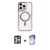 MARSİLYAN™- iPhone 15 Pro Max Kılıf Yadigar Klasik Özel Seri - Siyah Bilvis 5in1 3D Magic Cam Ekran Koruyucu + PVD Metal Kamera Lens - LT