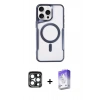 MARSİLYAN™- iPhone 15 Pro Max Kılıf Yadigar Klasik Özel Seri - Siyah Bilvis 5in1 3D Magic Cam Ekran Koruyucu + PVD Metal Kamera Lens - LT