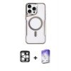 MARSİLYAN™- iPhone 15 Pro Max Kılıf Yadigar Klasik Özel Seri - Siyah Bilvis 5in1 3D Magic Cam Ekran Koruyucu + PVD Metal Kamera Lens - GS