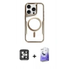 MARSİLYAN™- iPhone 15 Pro Max Kılıf Yadigar Klasik Özel Seri - Siyah Bilvis 5in1 5D Magic Hayalet Cam Ekran Koruyucu + PVD Metal Kamera Lens - GI
