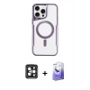 MARSİLYAN™- iPhone 15 Pro Max Kılıf Yadigar Klasik Özel Seri - Siyah Bilvis 5in1 5D Magic Hayalet Cam Ekran Koruyucu + PVD Metal Kamera Lens - SH