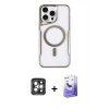 MARSİLYAN™- iPhone 15 Pro Max Kılıf Yadigar Klasik Özel Seri - Siyah Bilvis 5in1 5D Magic Hayalet Cam Ekran Koruyucu + PVD Metal Kamera Lens - GI