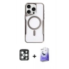 MARSİLYAN™- iPhone 15 Pro Max Kılıf Yadigar Klasik Özel Seri - Siyah Bilvis 5in1 5D Magic Hayalet Cam Ekran Koruyucu + PVD Metal Kamera Lens - LT