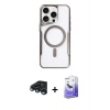 MARSİLYAN™- iPhone 15 Pro Max Kılıf Yadigar Klasik Özel Seri - Siyah Bilvis 5in1 5D Magic Hayalet Cam Ekran Koruyucu + Raze Metal Kamera Lens - LT
