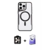 MARSİLYAN™- iPhone 15 Pro Max Kılıf Yadigar Klasik Özel Seri - Siyah Bilvis 5in1 5D Magic Hayalet Cam Ekran Koruyucu + PVD Metal Kamera Lens - TU