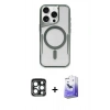 MARSİLYAN™- iPhone 15 Pro Max Kılıf Yadigar Klasik Özel Seri - Siyah Bilvis 5in1 5D Magic Hayalet Cam Ekran Koruyucu + PVD Metal Kamera Lens - LT