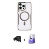 MARSİLYAN™- iPhone 15 Pro Max Kılıf Yadigar Klasik Özel Seri - Siyah Bilvis 5in1 5D Magic Hayalet Cam Ekran Koruyucu + Raze Metal Kamera Lens - LT