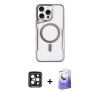 MARSİLYAN™- iPhone 15 Pro Max Kılıf Yadigar Klasik Özel Seri - Siyah Bilvis 5in1 5D Magic Hayalet Cam Ekran Koruyucu + PVD Metal Kamera Lens - SH