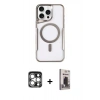 MARSİLYAN™- iPhone 15 Pro Max Kılıf Yadigar Klasik Özel Seri - Siyah Bilvis Hayalet Cam Ekran Koruyucu + Gümüş PVD Metal Kamera Lens