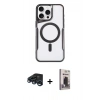 MARSİLYAN™- iPhone 15 Pro Max Kılıf Yadigar Klasik Özel Seri - Siyah Bilvis Hayalet Cam Ekran Koruyucu + Raze Metal Kamera Lens - LT