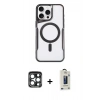 MARSİLYAN™- iPhone 15 Pro Max Kılıf Yadigar Klasik Özel Seri - Siyah Bilvis Hayalet Cam Ekran Koruyucu + PVD Metal Kamera Lens - LT