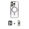 MARSİLYAN™- iPhone 15 Pro Max Kılıf Yadigar Klasik Özel Seri - Siyah Bilvis Hayalet Cam Ekran Koruyucu + PVD Metal Kamera Lens - LT